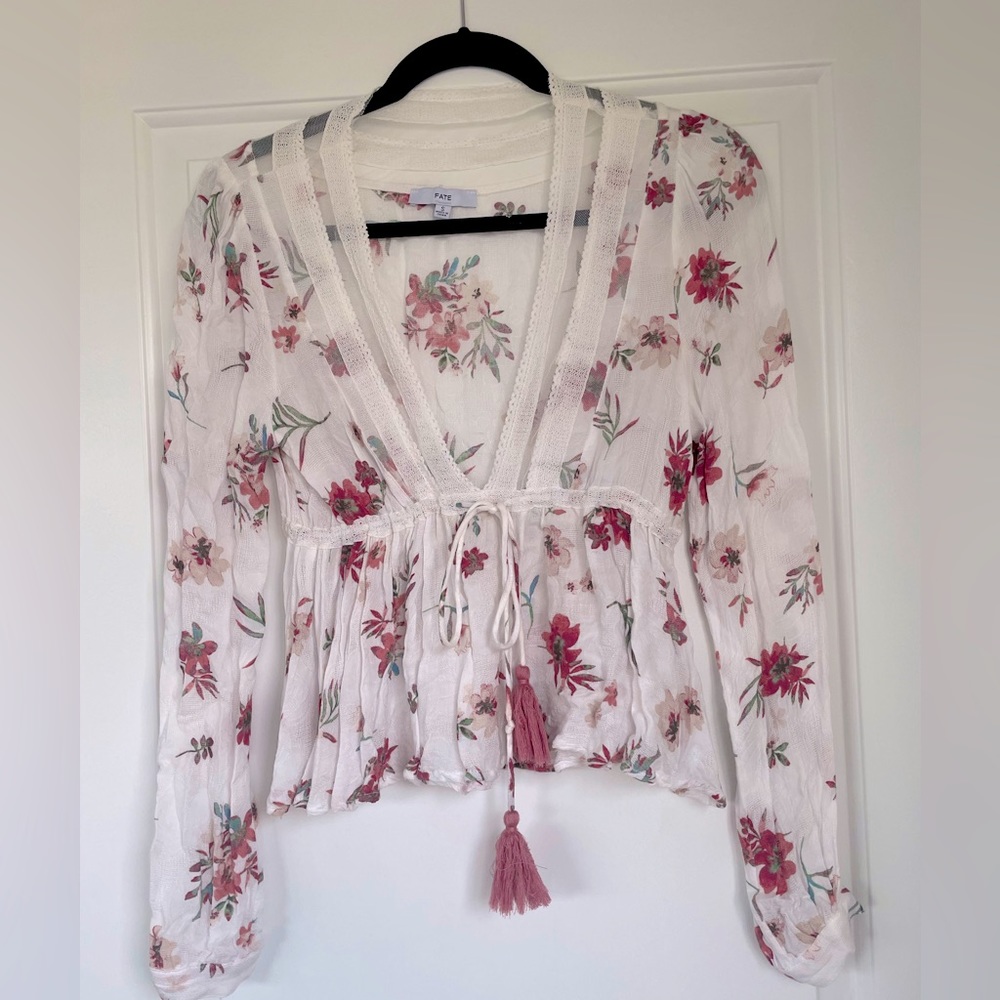 Floral Print Lacey Flowy Flirty Blouse